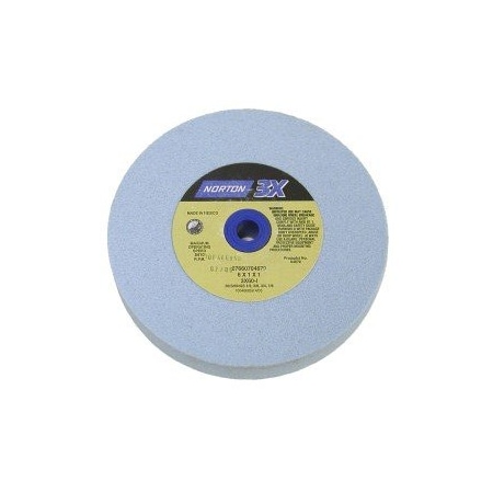 Norton Co Bench & Pedestal Wheel, High Speed, 3X Blue Ceramic Alumina I-Grade, Size: 6in. x 3/4in. x 1in. 076607-04682